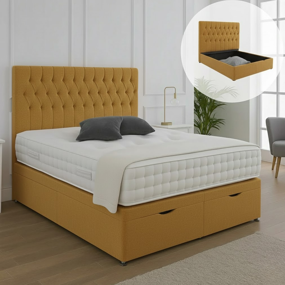 Valor Ottoman End Lift Storage Divan Bed - With Headboard