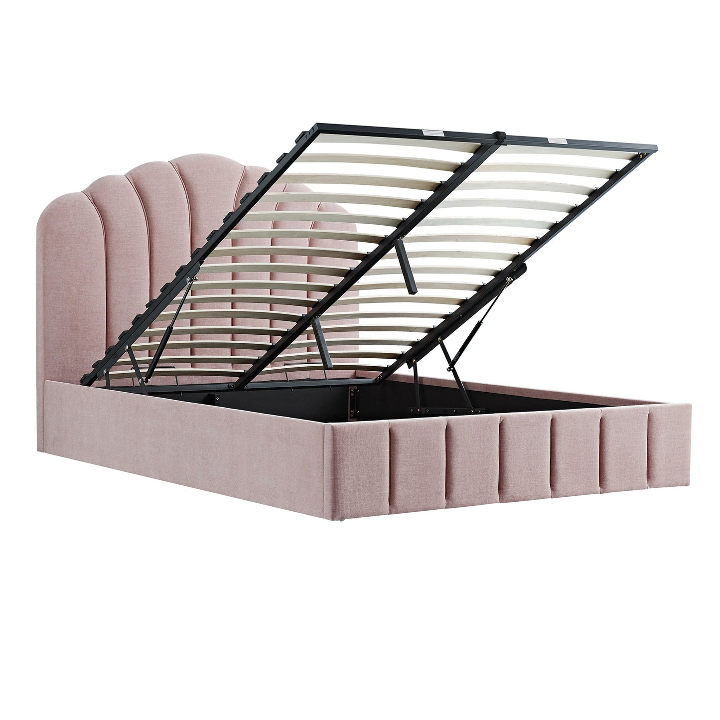 Hana Ottoman Bed with Storage, Petal Pink Chenille