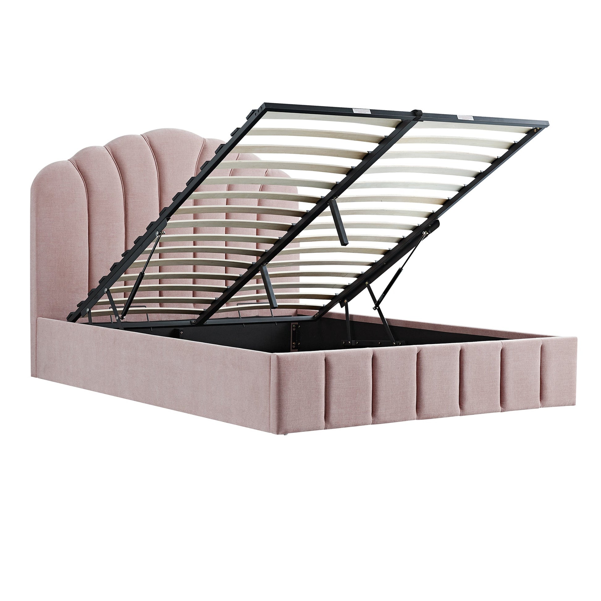 Hana Ottoman Bed with Storage, Petal Pink Chenille