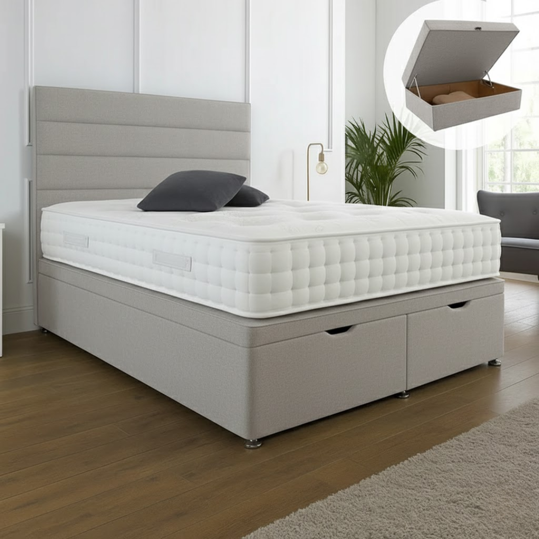 Islington Ottoman End Lift Storage Divan Bed - With Headboard