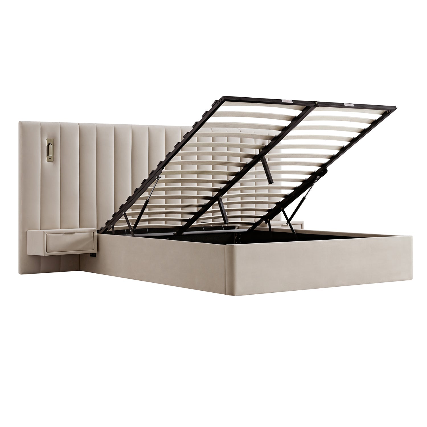 Tremezzo Oversized Ottoman Bed with Storage, Champagne Velvet