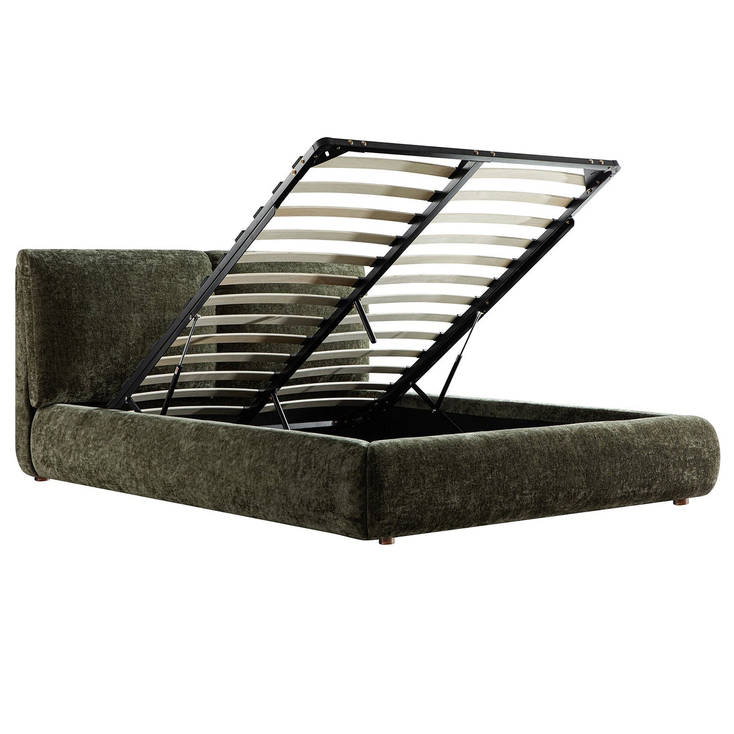 Thera Pillow Headboard Upholstered Bed, Moss Green Chenille
