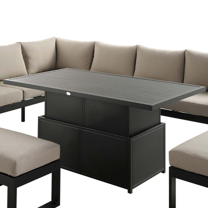 Albany Aluminium Large Corner Casual Garden Dining Set with Rising Table, Taupe