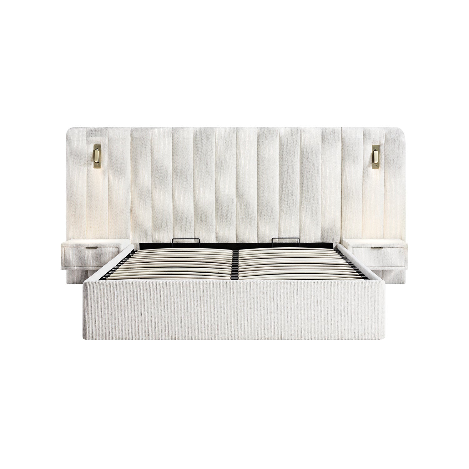 Tremezzo Oversized Ottoman Bed with Storage, Beige Textured Fabric
