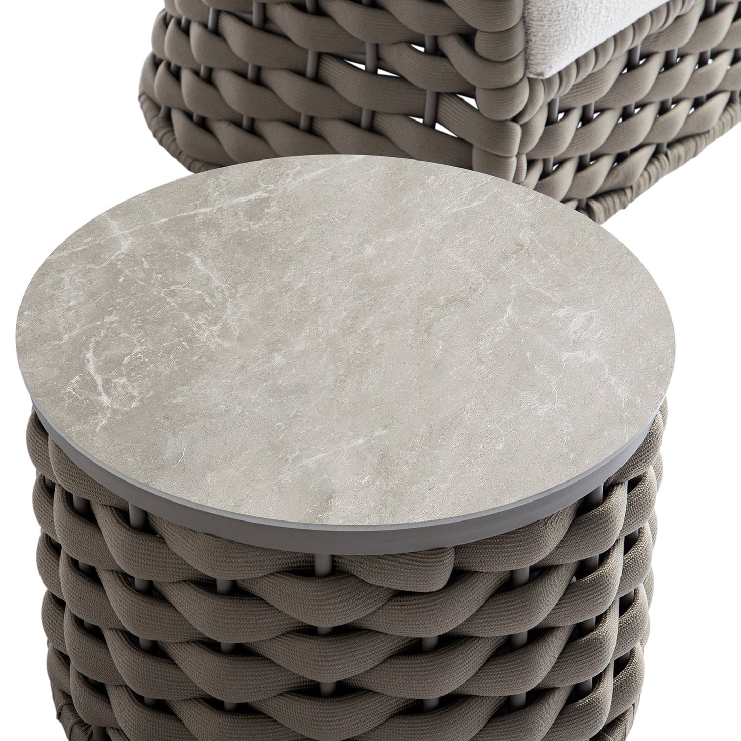 Positano Wide Rope Bistro Set, Taupe