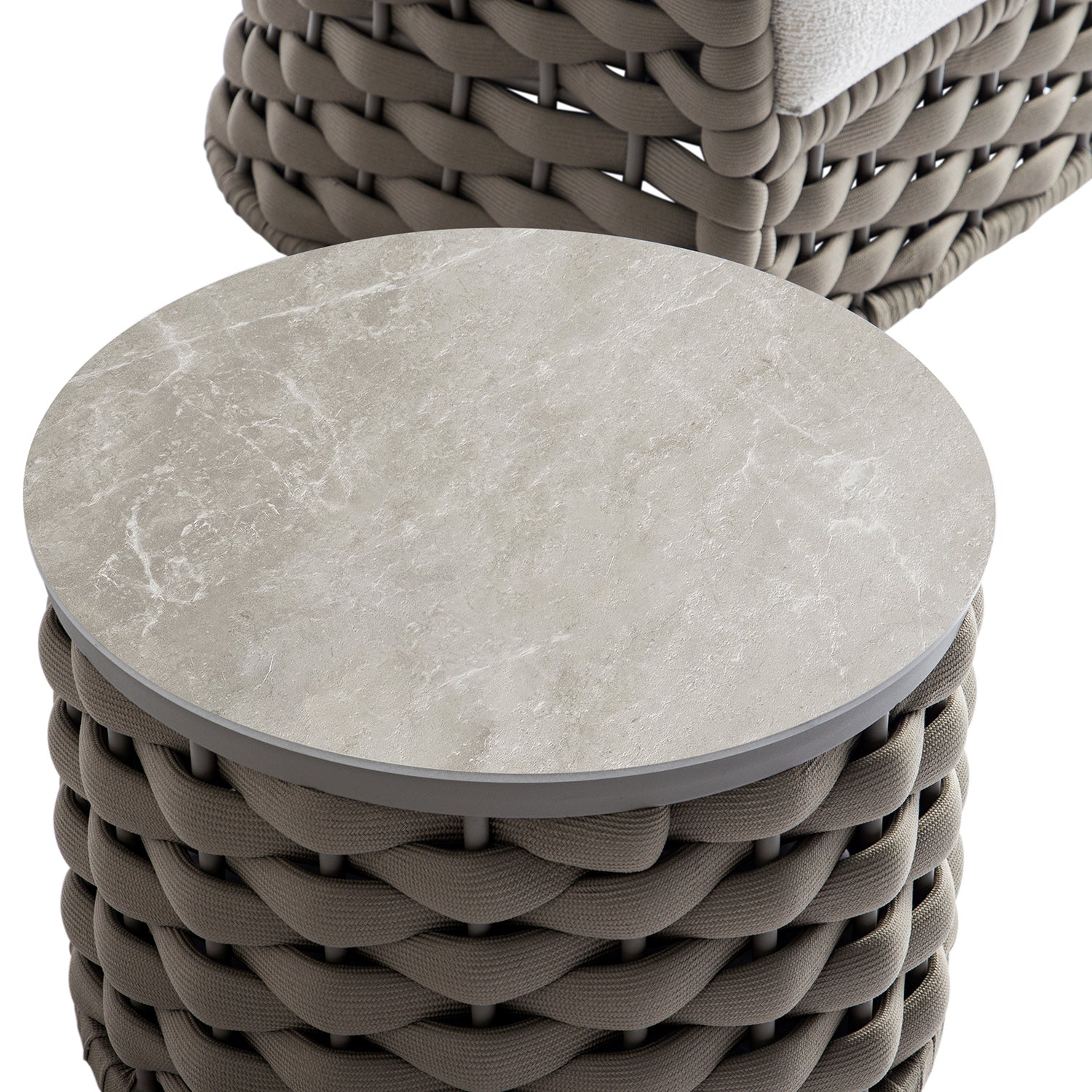 Positano Wide Rope Bistro Set, Taupe