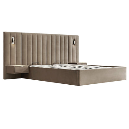 Tremezzo Oversized Ottoman Bed with Storage, Taupe Velvet