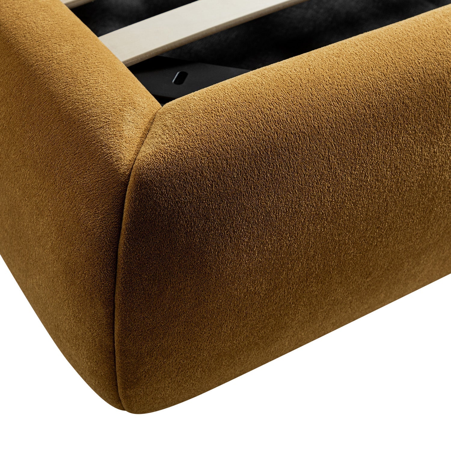 Thera Pillow Headboard Upholstered Bed, Burnt Ochre Chenille