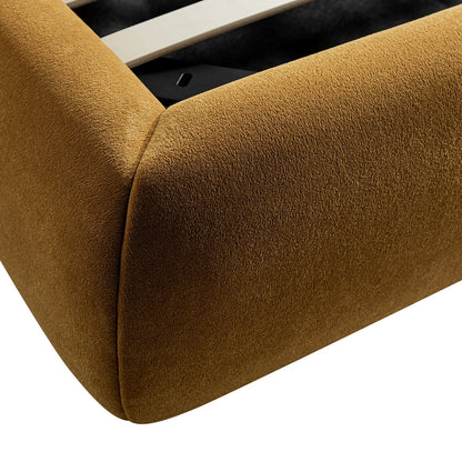 Thera Pillow Headboard Upholstered Bed, Burnt Ochre Chenille