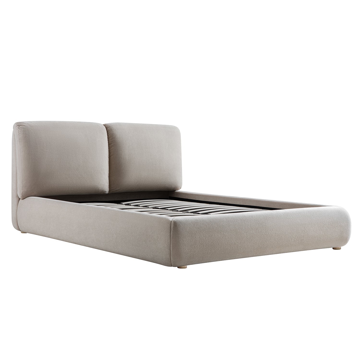 Thera Pillow Headboard Upholstered Bed, Fawn Chenille