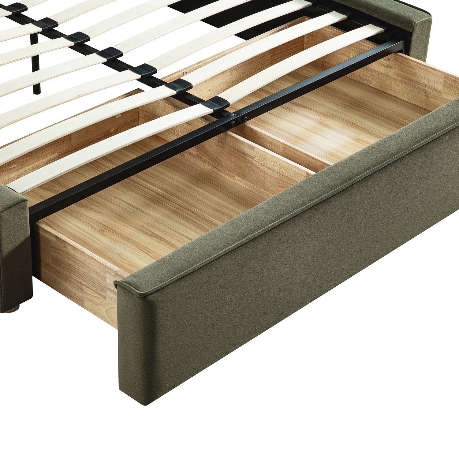 Forte Drawer Bed with Storage, Dried Herb Mohair