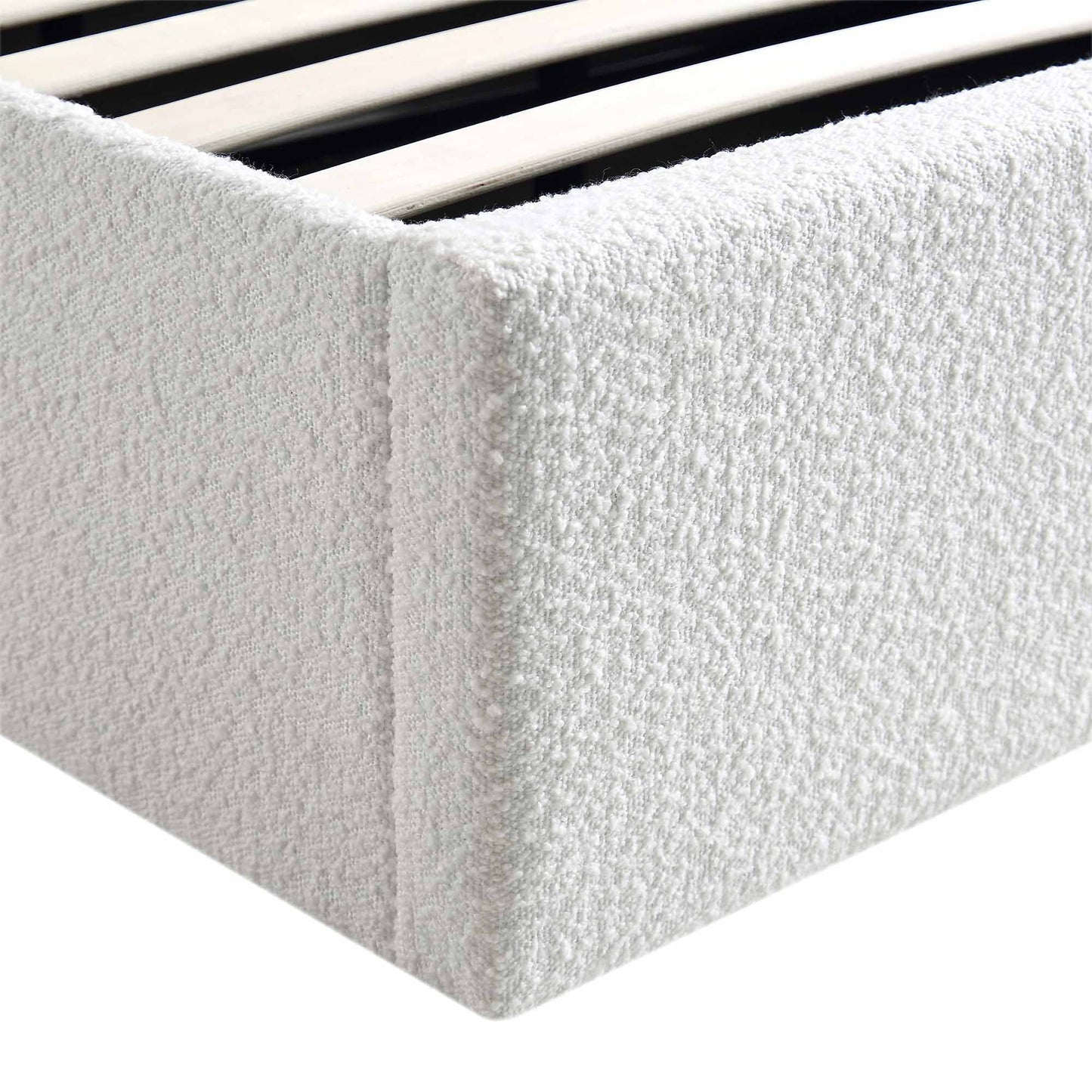 Archer White Boucle Ottoman Bed with Storage