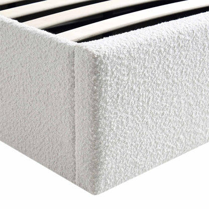 Archer White Boucle Ottoman Bed with Storage