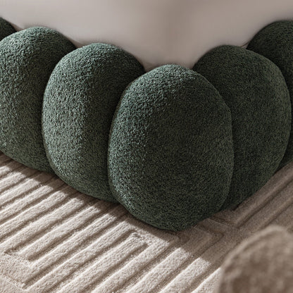 Sebastian Grand Bed with Storage, Forest Green Teddy Bouclé