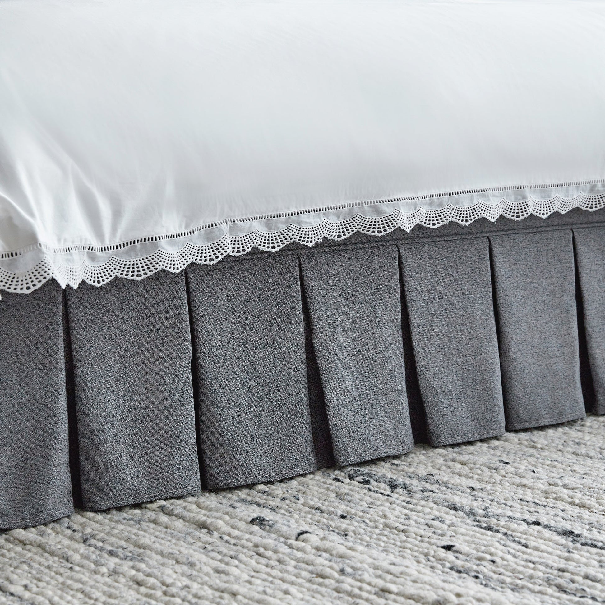 Egerton Box-Pleat Ottoman Bed with Storage, Charcoal Brushed Fabric