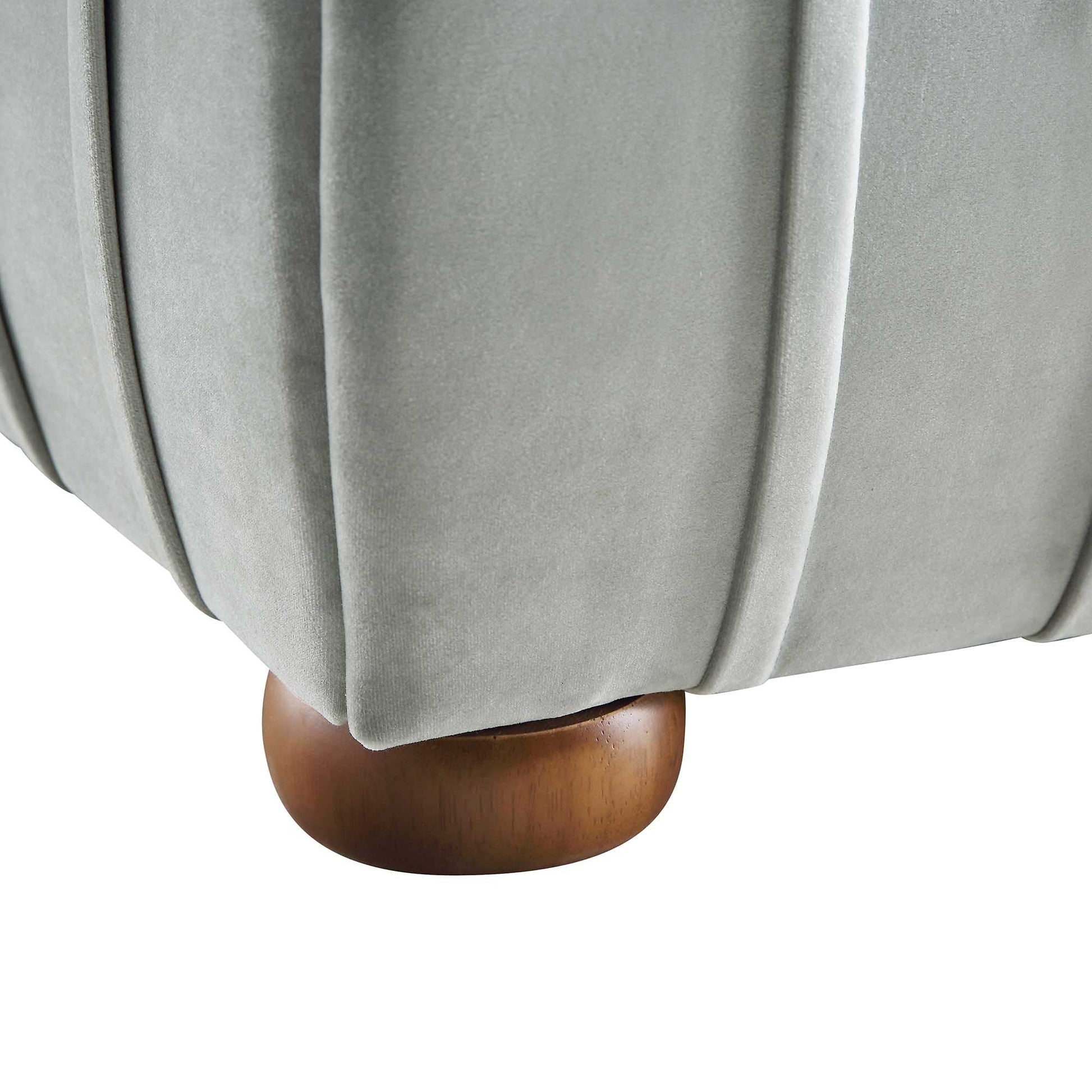 Helia Pleated Ottoman Bed with Storage, Silver Grey Velvet