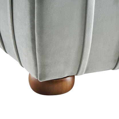 Helia Pleated Ottoman Bed with Storage, Silver Grey Velvet