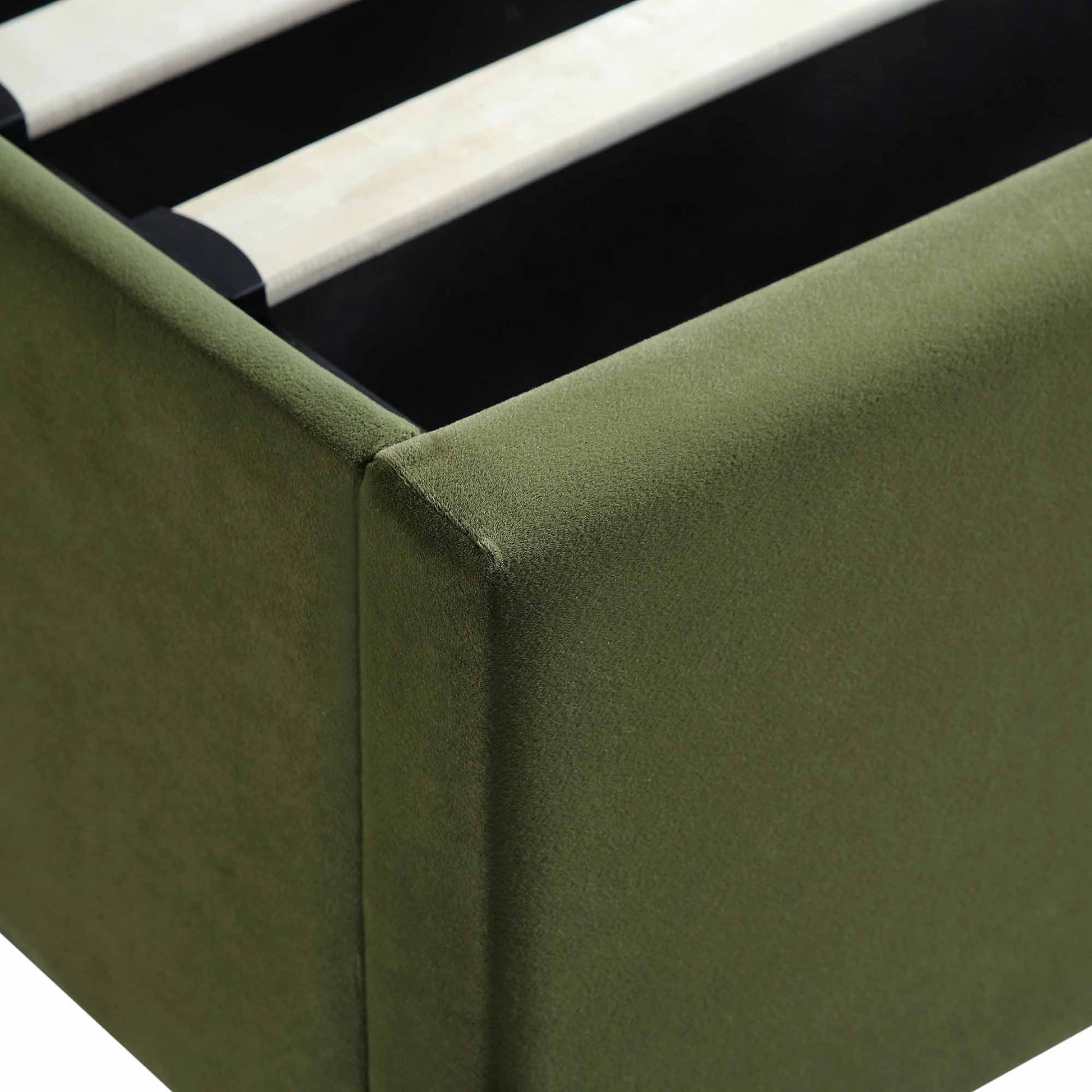 Wilton Moss Green Velvet Ottoman Bed with Storage