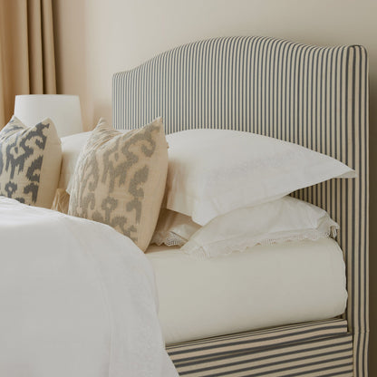 Chilworth Upholstered Ottoman Bed with Storage, Blue Stripe Linen Blend