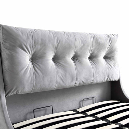 Hadley Grey Velvet Ottoman Bed with Storage