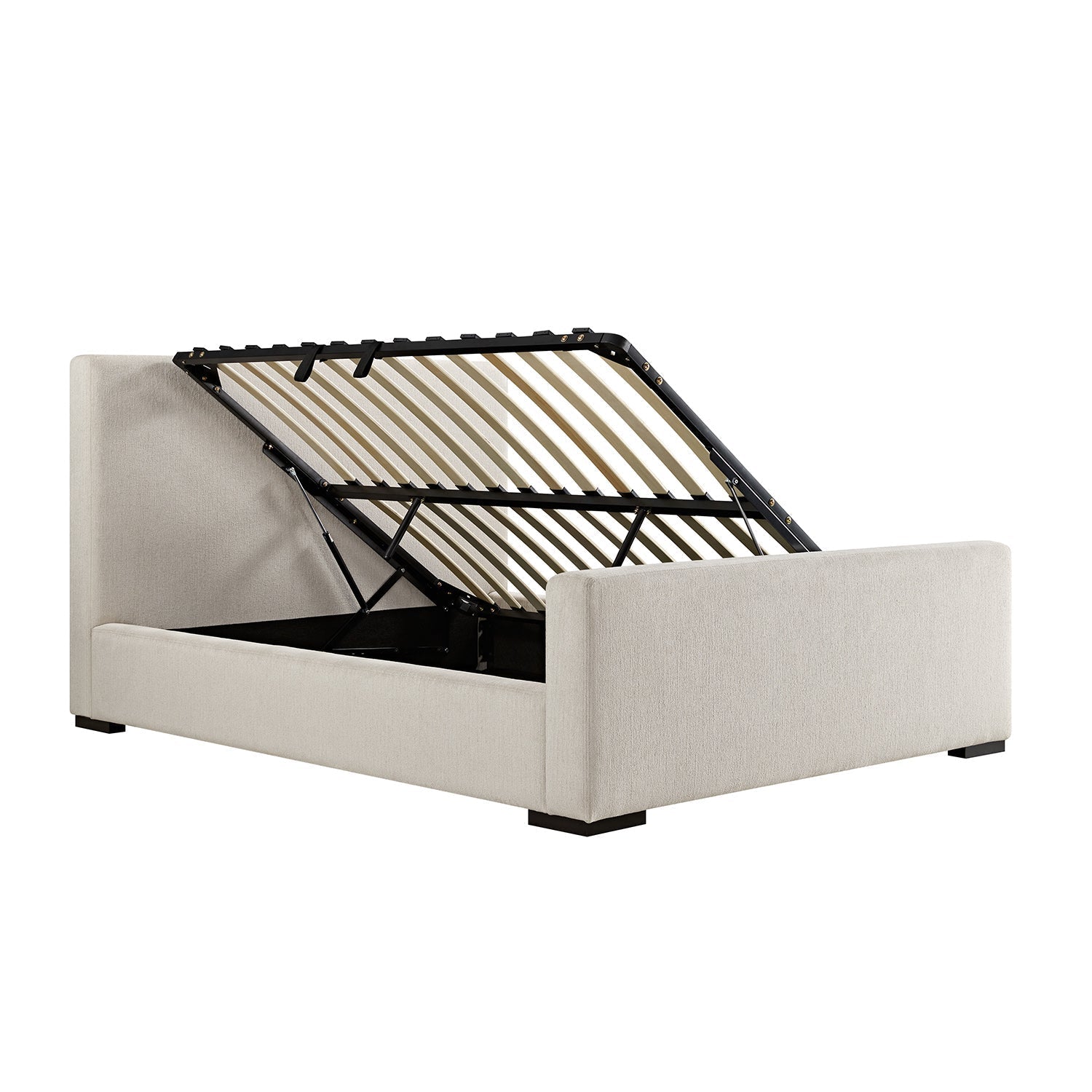 Antoine Side-Opening Ottoman Bed with Storage, Soft Beige Chenille