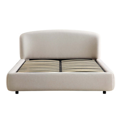 Constance Winged Headboard Ottoman Bed with Storage, Beige Linen