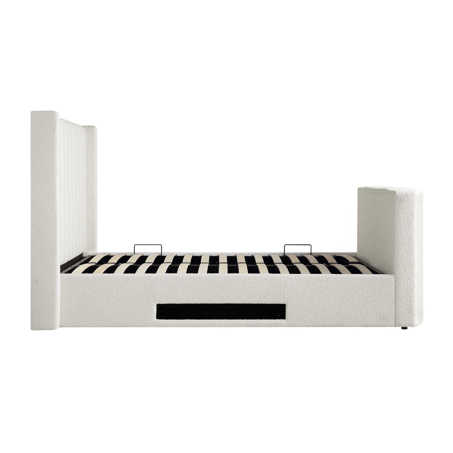 Wilton White Boucle TV Bed with Ottoman Storage