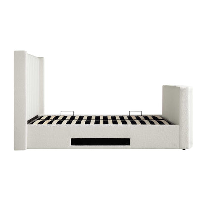 Wilton White Boucle TV Bed with Ottoman Storage