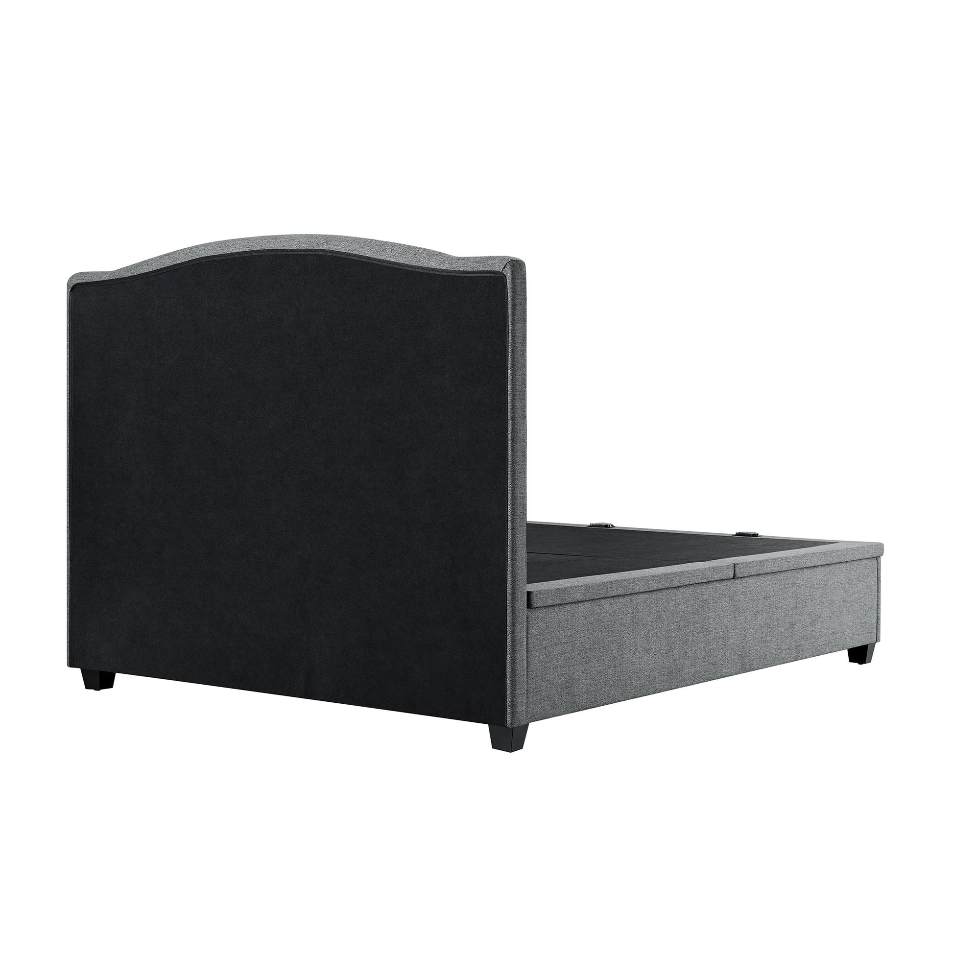 Chilworth Upholstered Ottoman Bed with Storage, Dark Grey Weave Fabric