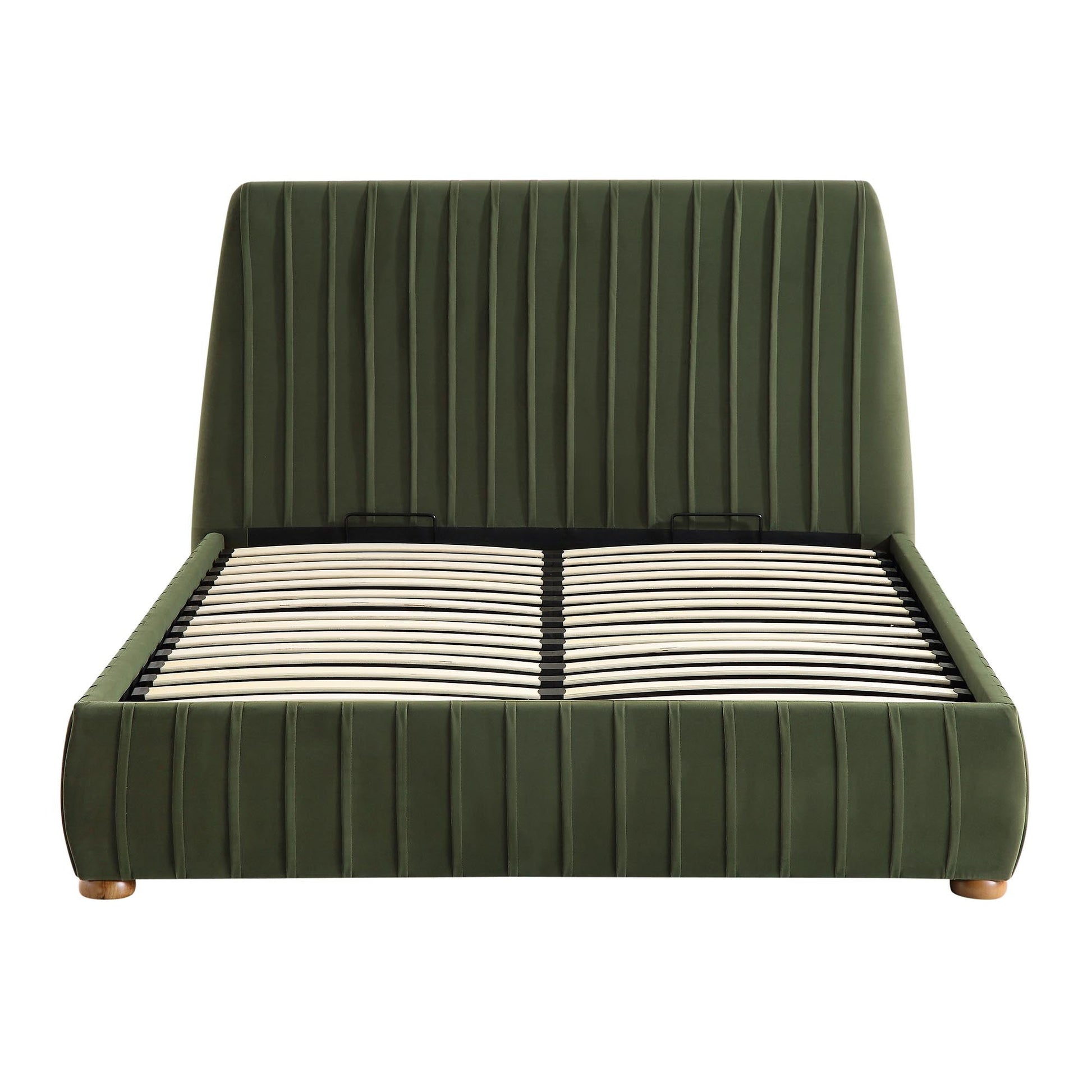 Helia Pleated Ottoman Bed with Storage, Moss Green Velvet