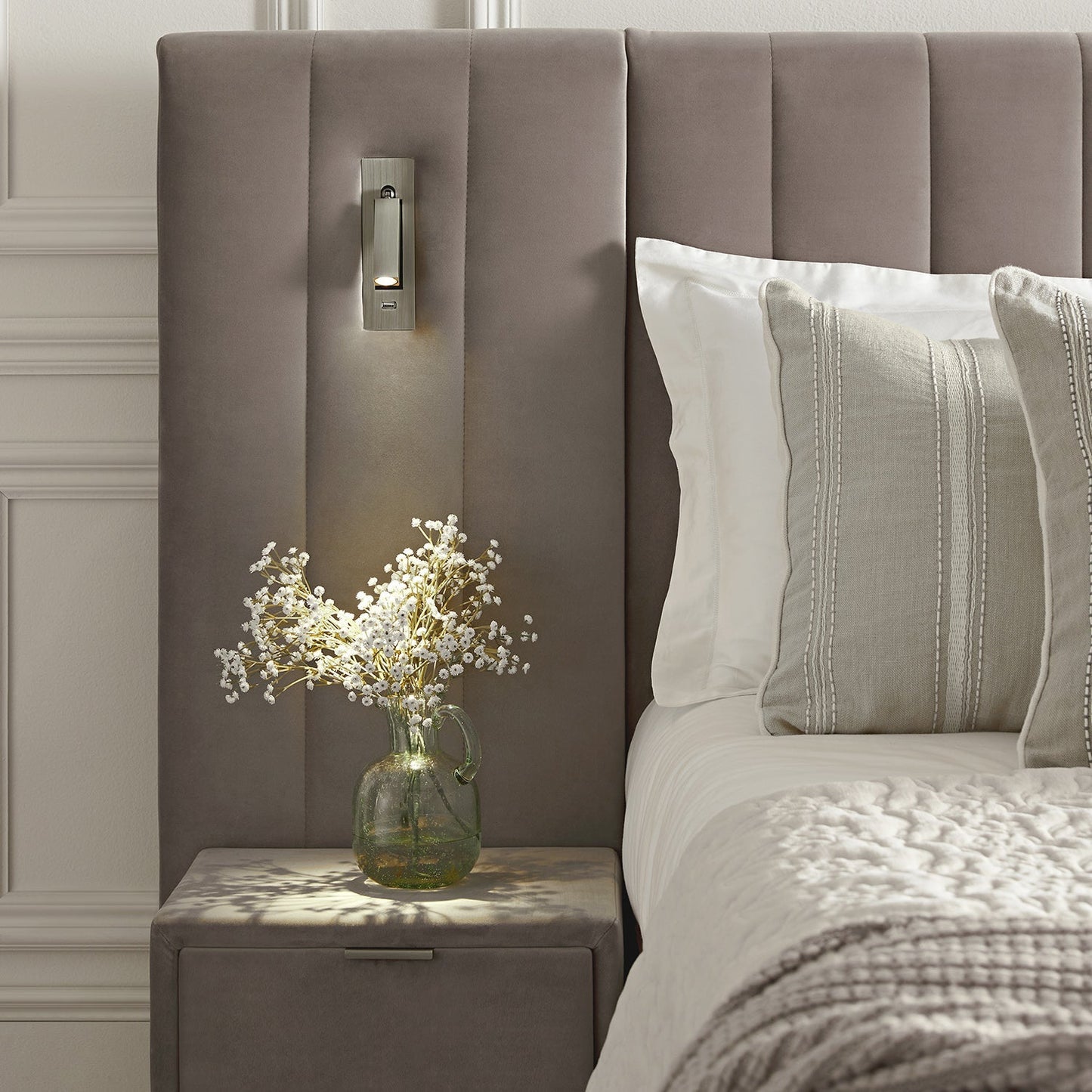 Tremezzo Oversized Ottoman Bed with Storage, Taupe Velvet