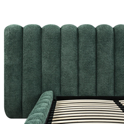 Sebastian Grand Bed with Storage, Forest Green Teddy Bouclé