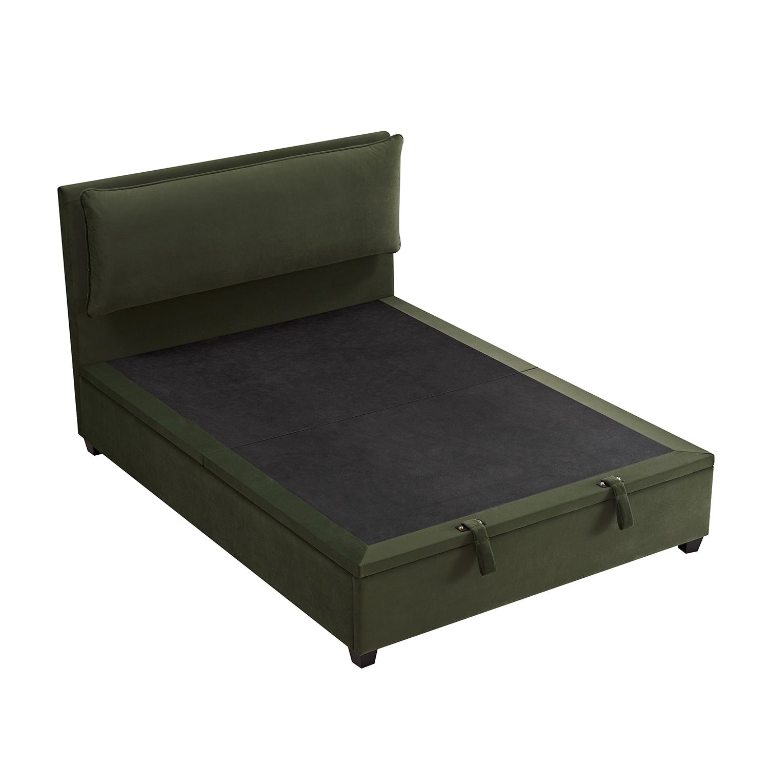 Kricia Upholstered Bed with Storage with Pillow Headboard, Moss Green Velvet