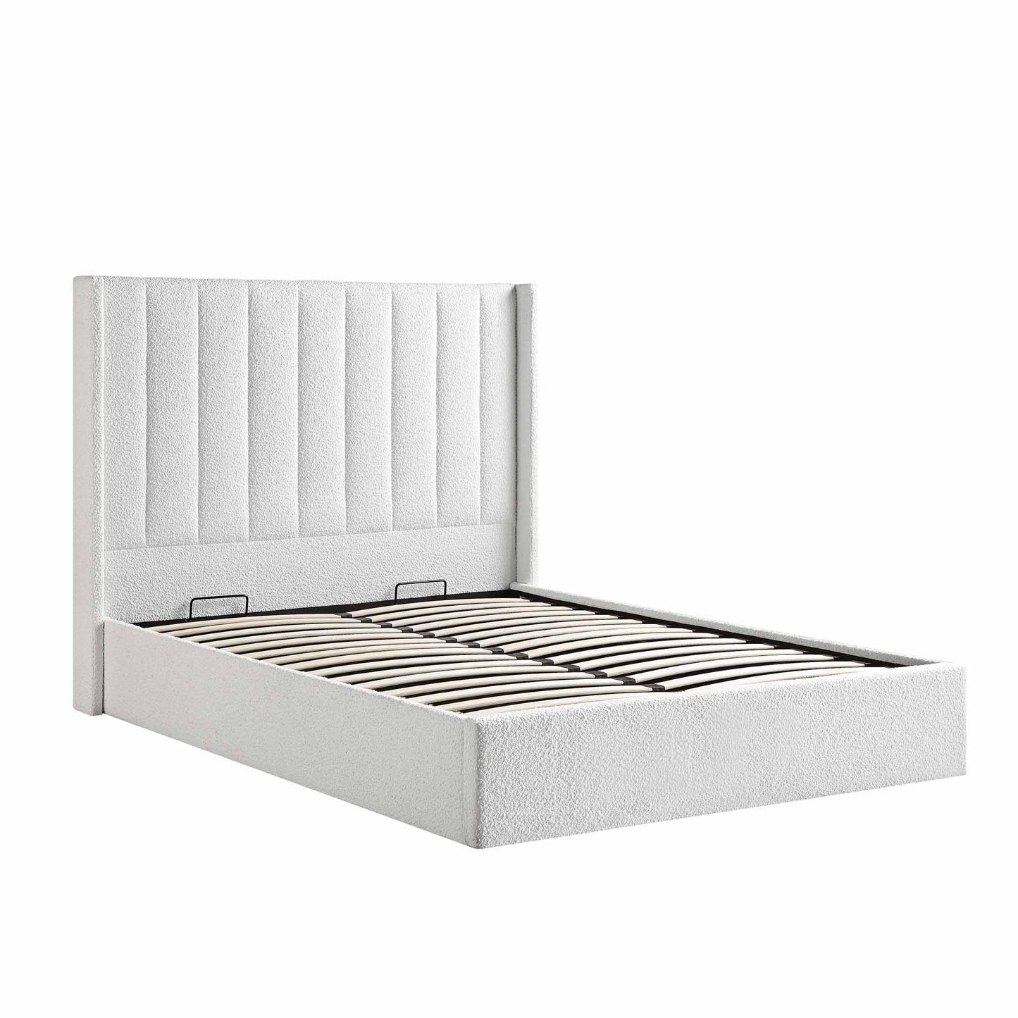 Wilton White Boucle Ottoman Bed with Storage