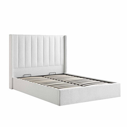 Wilton White Boucle Ottoman Bed with Storage