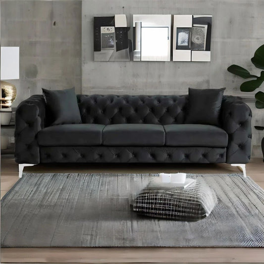 The Regent Noir 2-Seater Chesterfield Sofa
