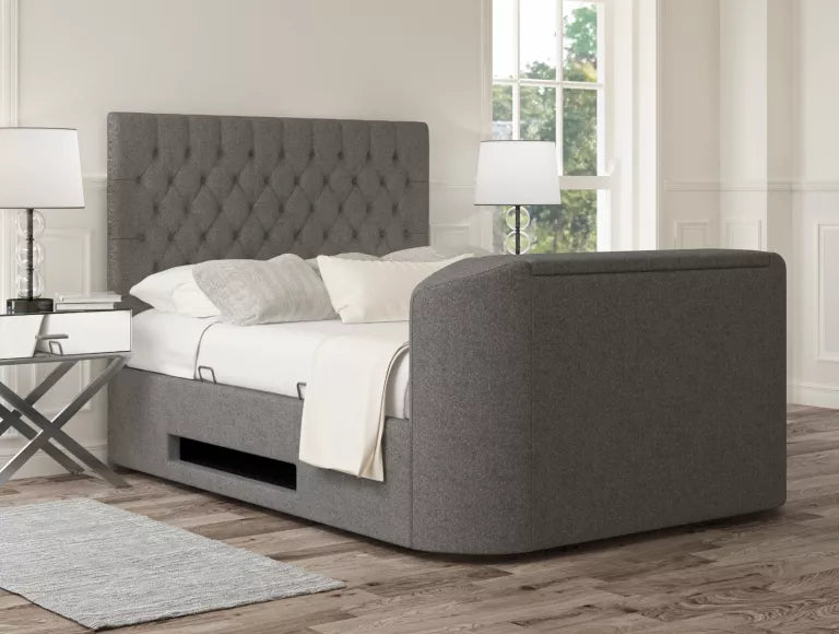 Claridge Upholstered Hugo Platinum Ottoman TV Bed - Bed Frame Only