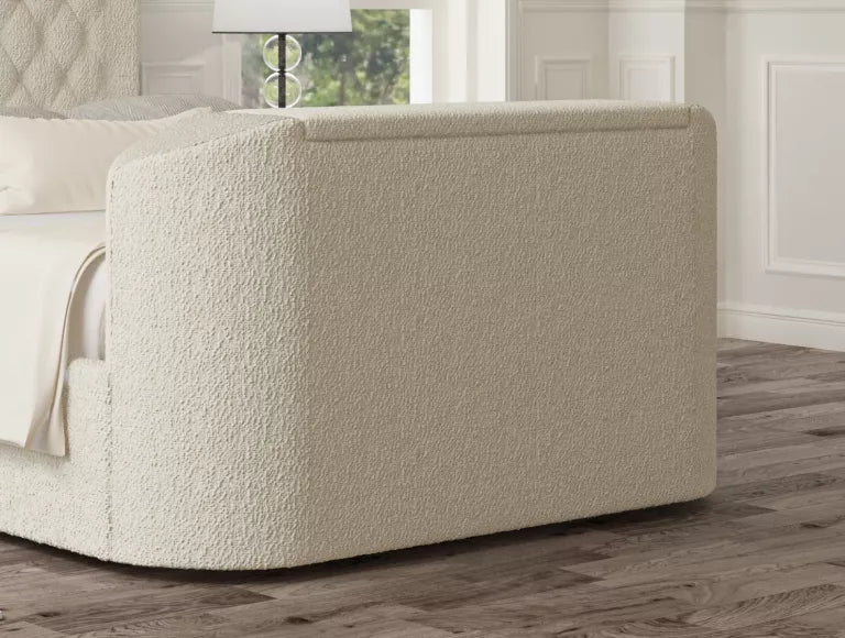 Claridge Upholstered Boucle Ivory Ottoman TV Bed – view 3