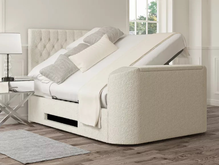Claridge Upholstered Boucle Ivory Ottoman TV Bed – view 2