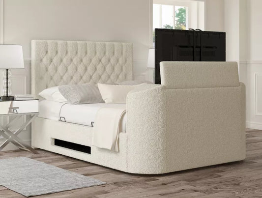 Claridge Upholstered Boucle Ivory Ottoman TV Bed