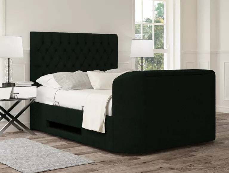 Claridge Upholstered Hugo Bottle Green Ottoman TV Bed - Bed Frame Only