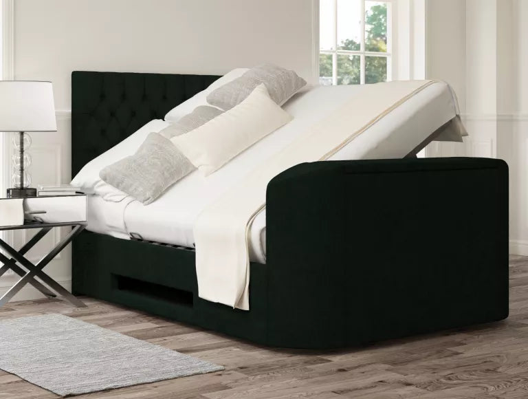 Claridge Upholstered Hugo Bottle Green Ottoman TV Bed – view 4