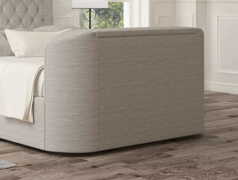 Claridge Upholstered Linea Fog Ottoman TV Bed - Bed Frame Only