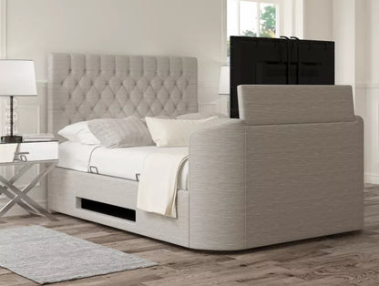 Claridge Upholstered Linea Fog Ottoman TV Bed – view 5