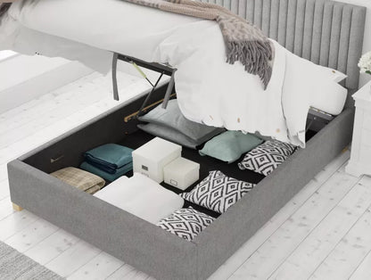 Levisham Ottoman Eire Linen Grey Bed Frame Only