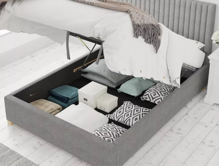 Levisham Ottoman Eire Linen Grey Bed Frame Only – view 2