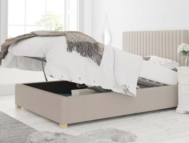 Levisham Ottoman Eire Linen Off White Bed Frame Only – view 4