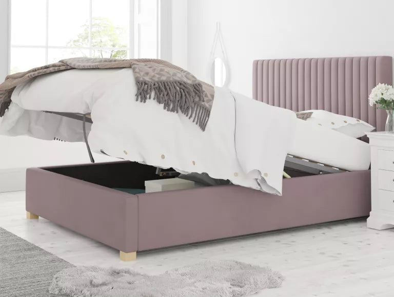 Levisham Ottoman Plush Velvet Blush Bed Frame Only – view 5