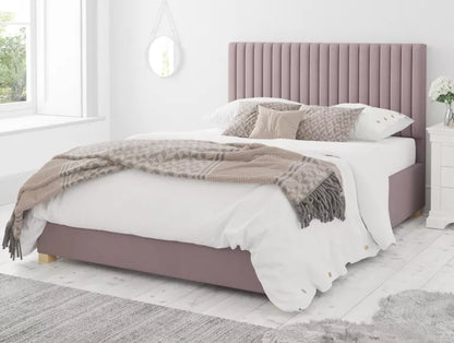 Levisham Ottoman Plush Velvet Blush Bed Frame Only