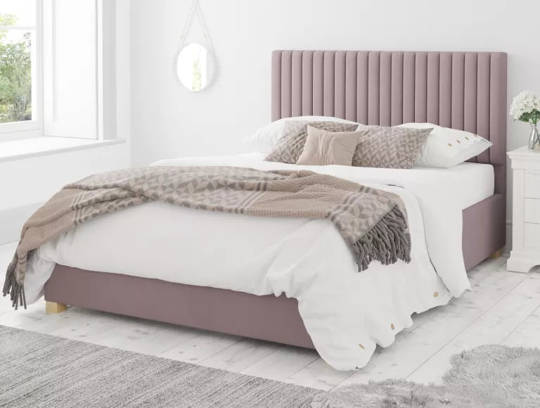 Levisham Ottoman Plush Velvet Blush Bed Frame Only – view 4